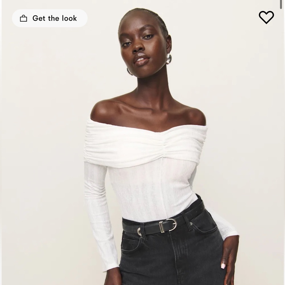 Reformation Amabel Knit Top Ivory - Size XS